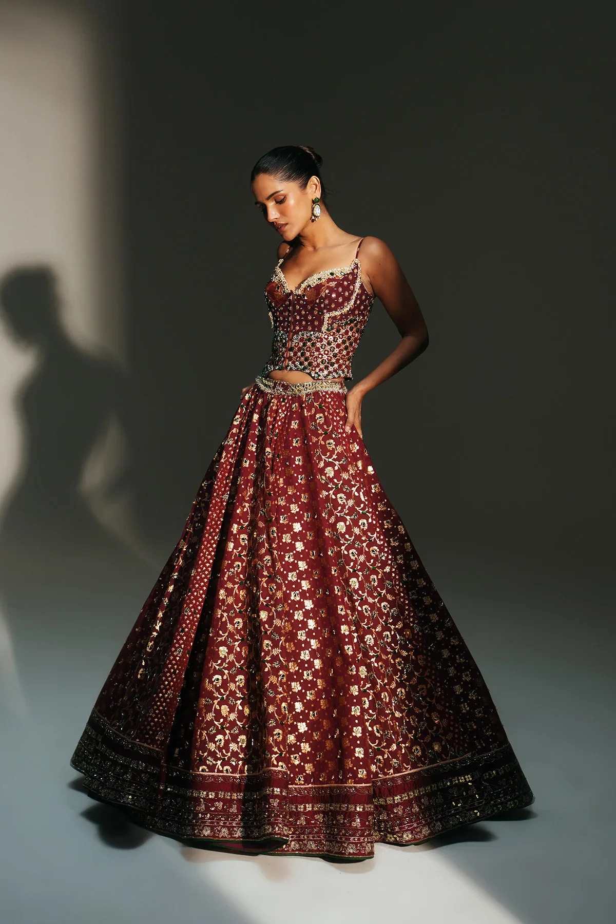 MALA - Heavy Hand Embroidered Kali Lehenga - Image 5