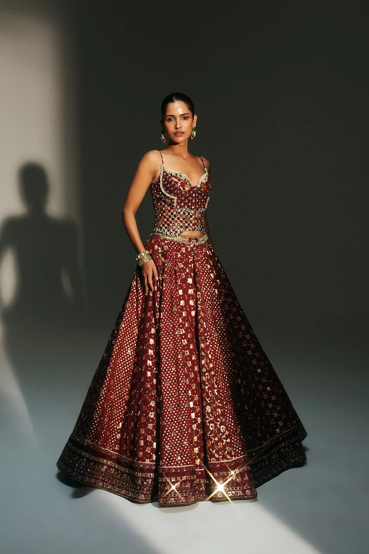 MALA - Heavy Hand Embroidered Kali Lehenga - Image 6