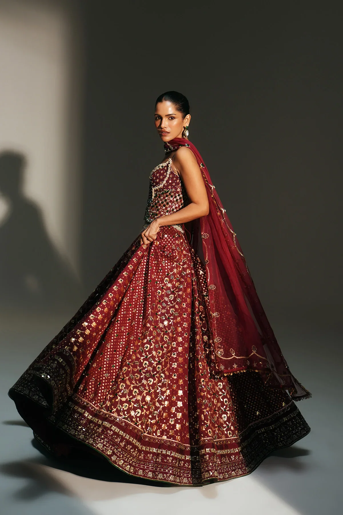 MALA - Heavy Hand Embroidered Kali Lehenga - Image 7