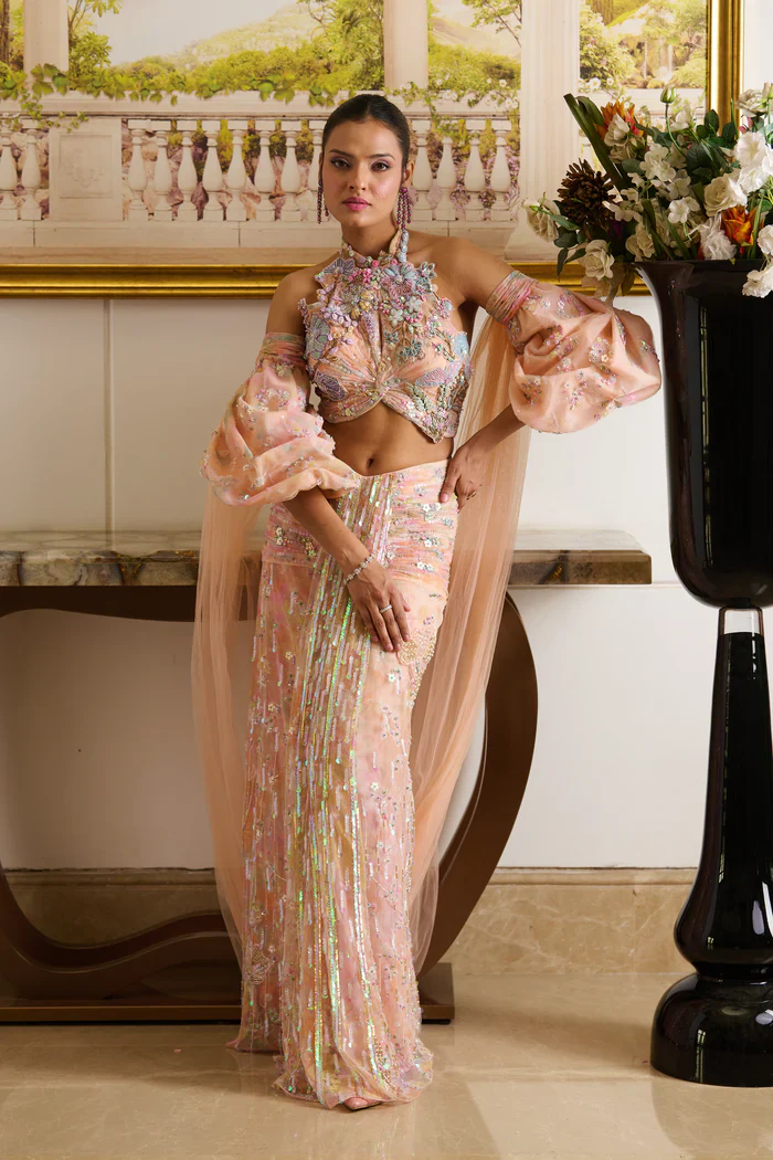 Marissa - Peach Fuzz Saree