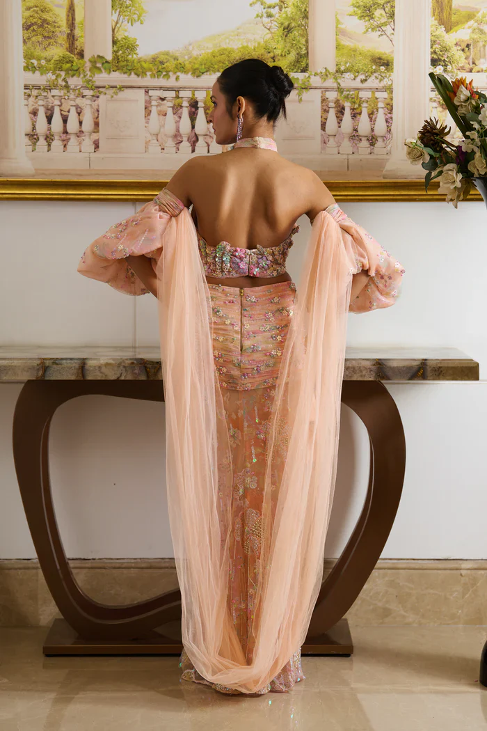Marissa - Peach Fuzz Saree - Image 6