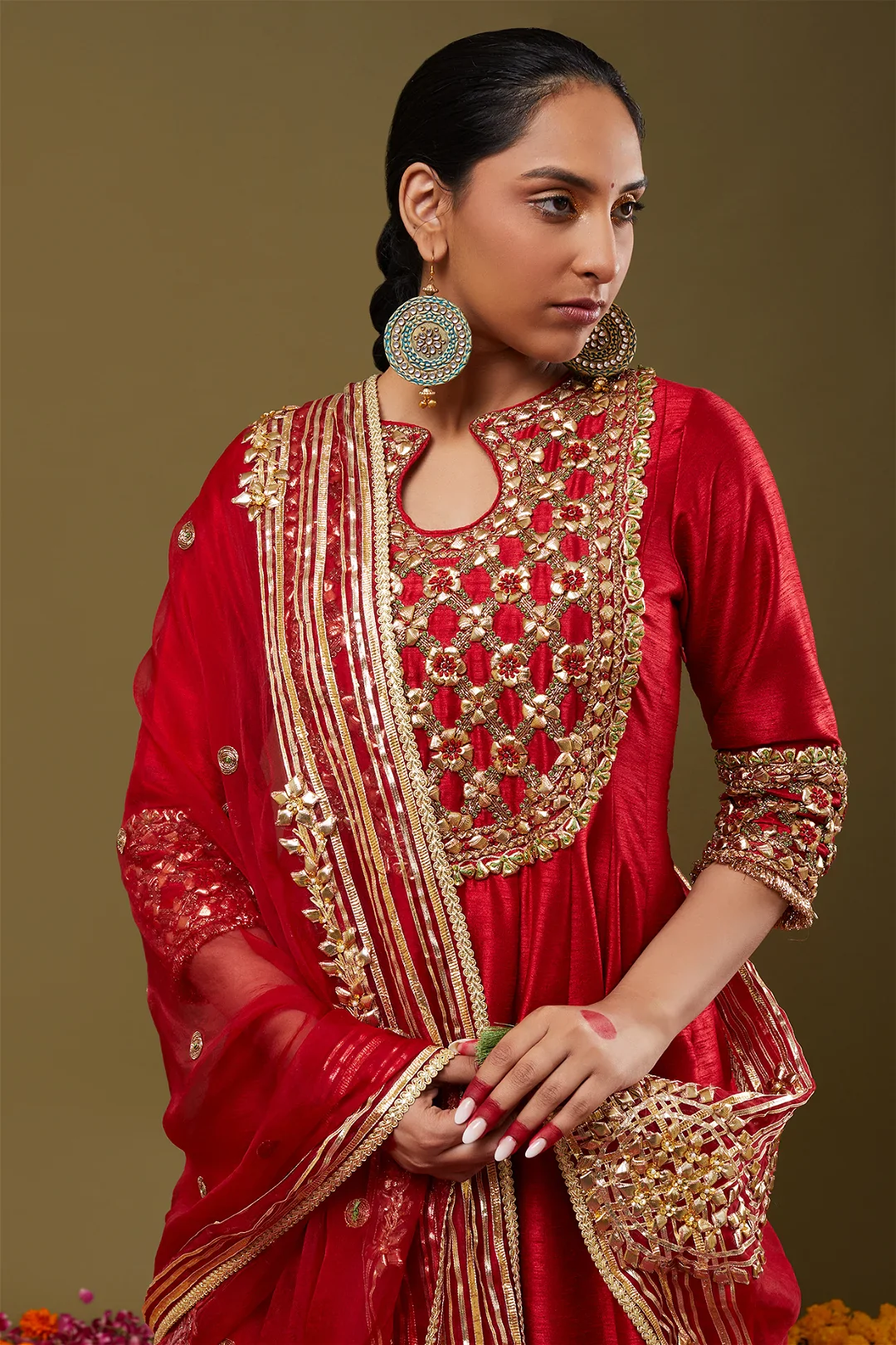 Maroon Gota Work Embroidered Anarkali Set - Image 2