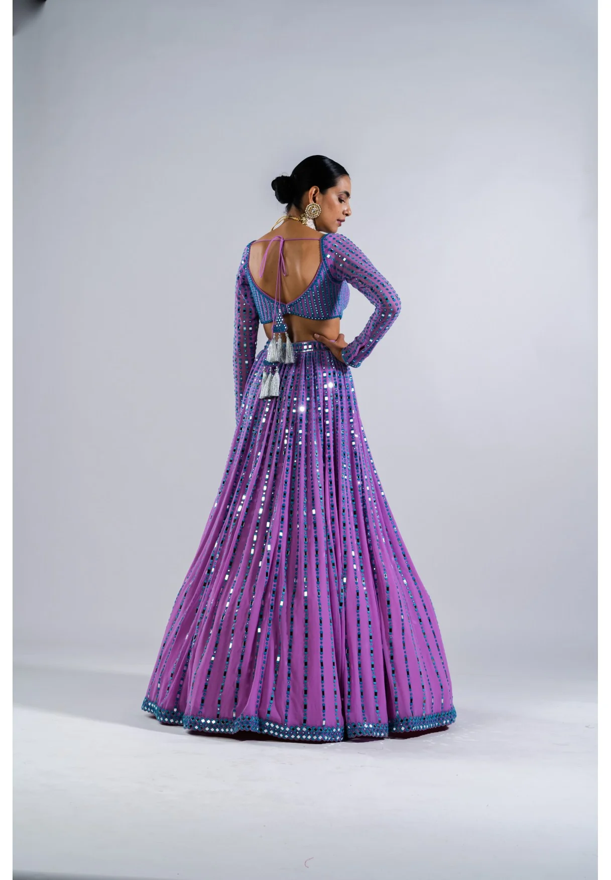 Mauve Linear Drop Lehenga Set - Image 2