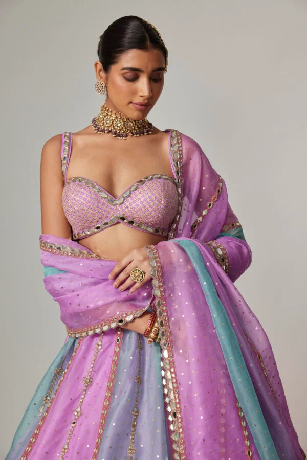 Mauve Multicolor Sequin Scattered Lehenga With Sweetheart Neck Blouse - Image 2