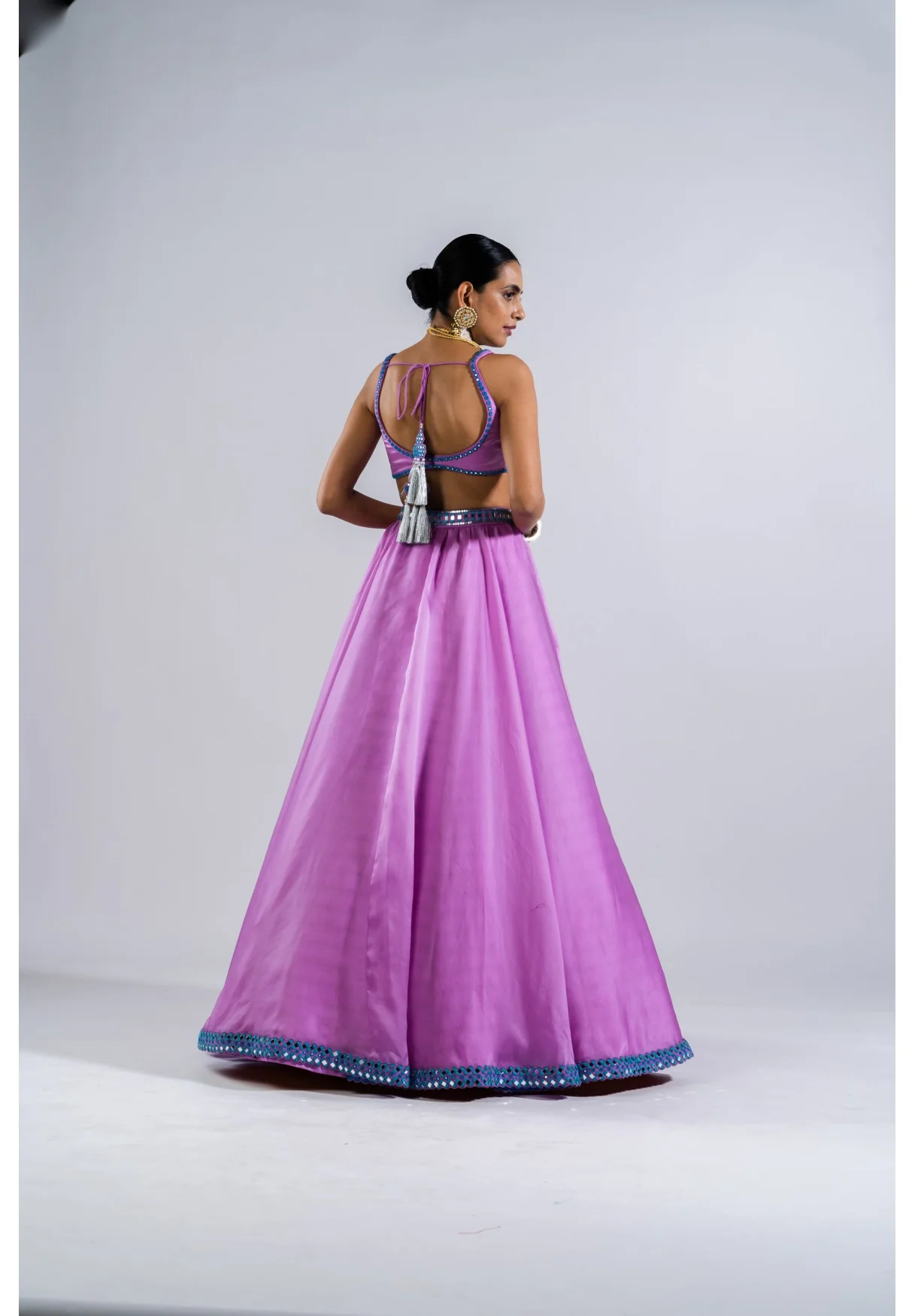 Mauve Satin Organza Lehenga Set - Image 2
