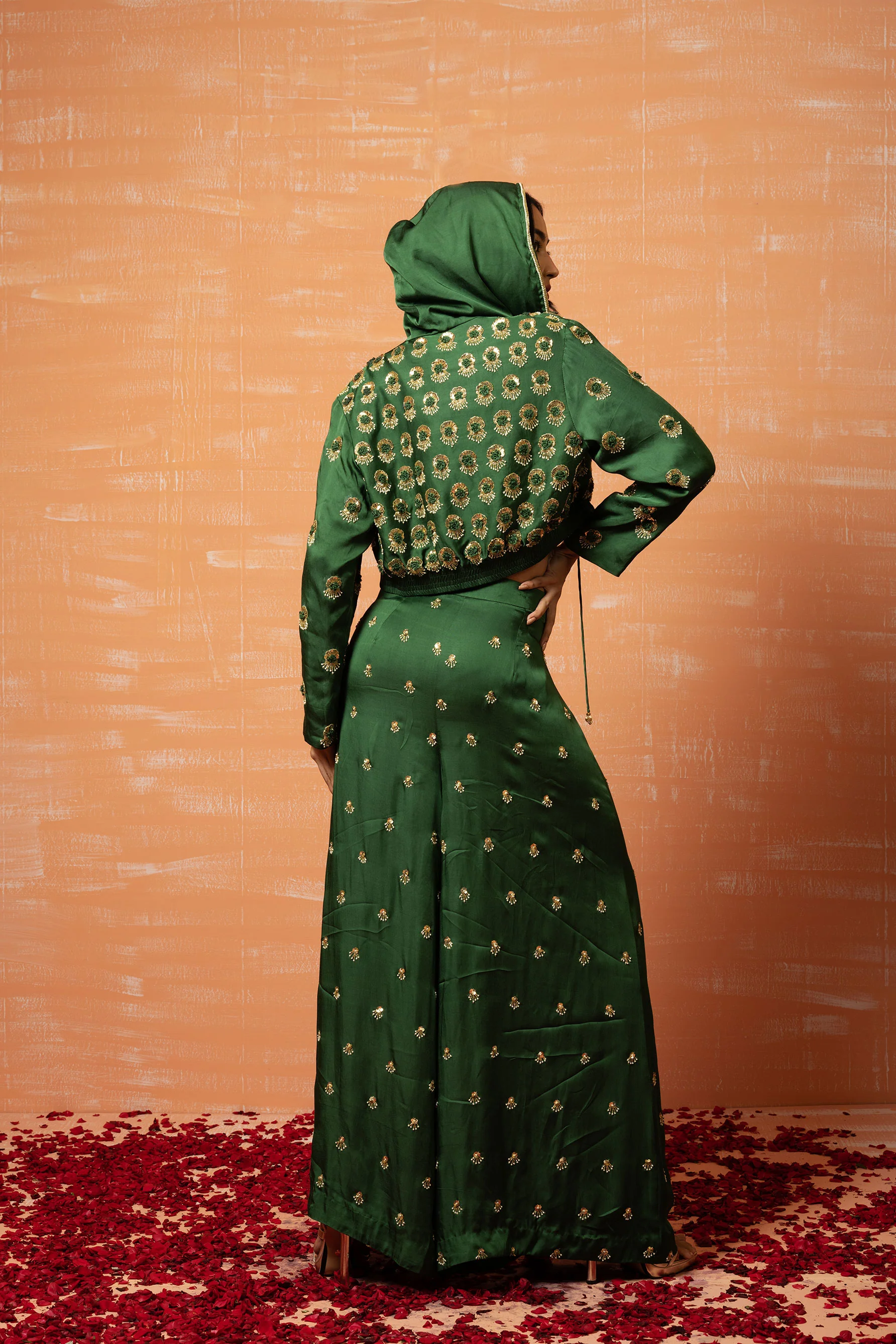 Mehendi Green Embroidered Palazzo Pant Set - Image 2