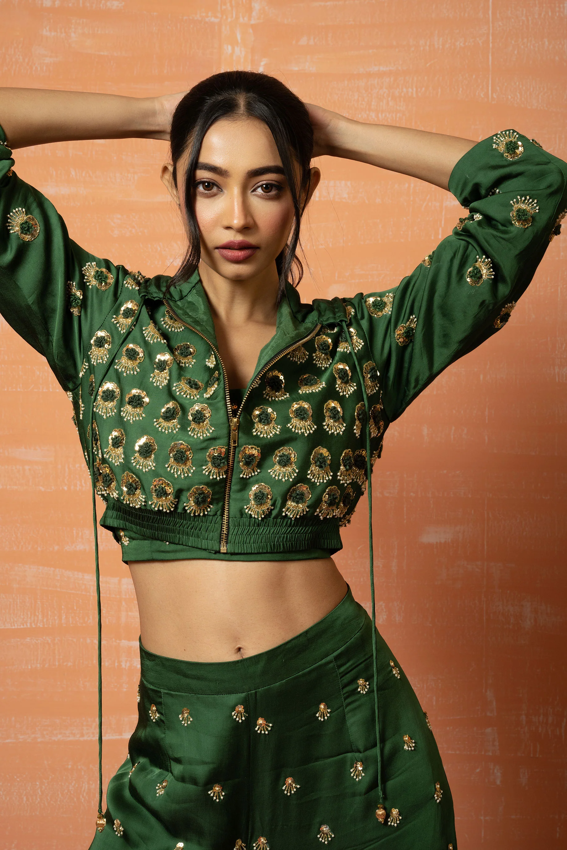 Mehendi Green Embroidered Palazzo Pant Set - Image 6