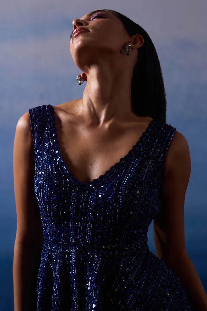 Midnight Blue Organza Sharara - Image 3