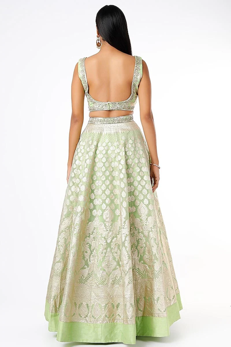 Mint Green Embroidered Lehenga Set - Image 2