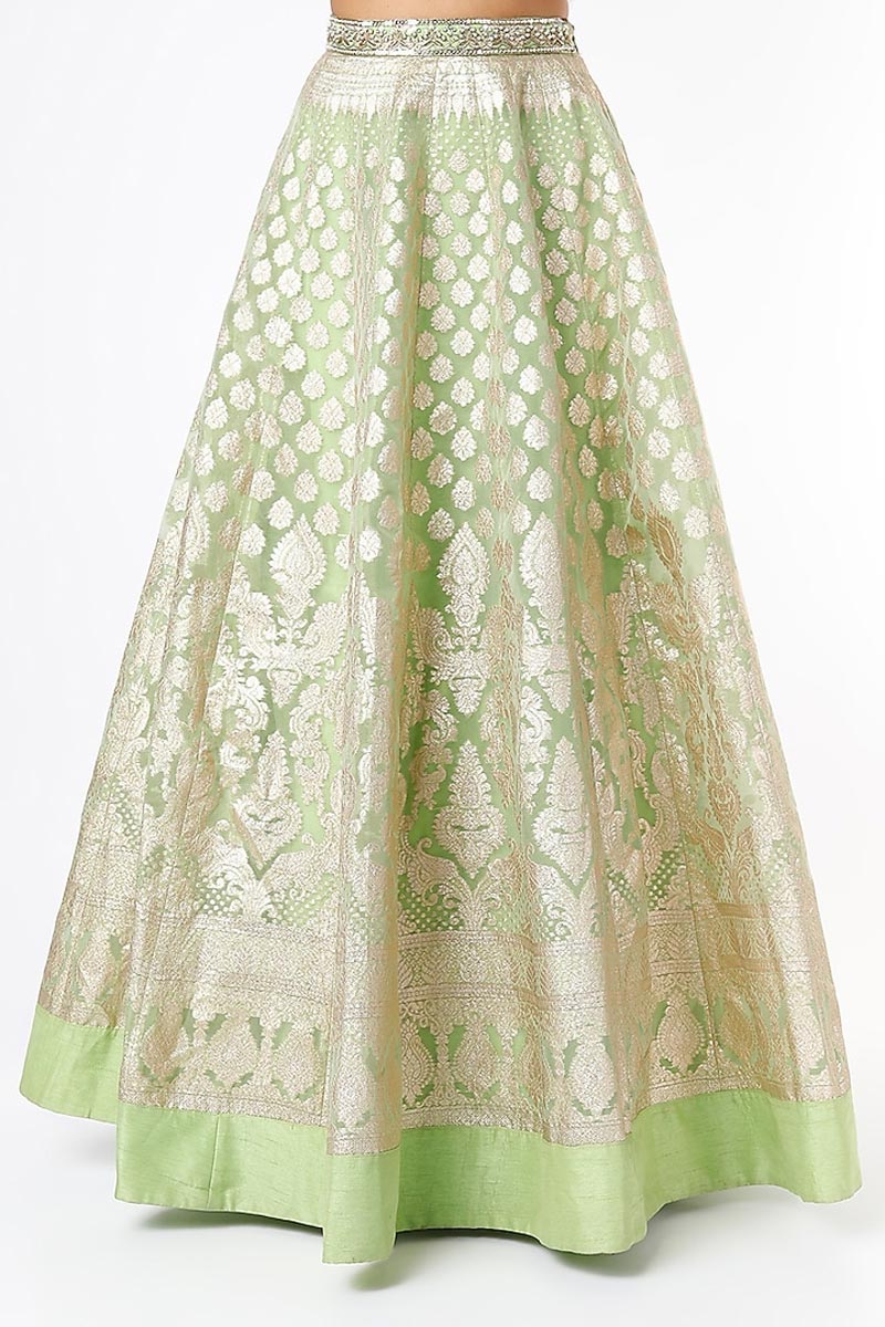 Mint Green Embroidered Lehenga Set - Image 3