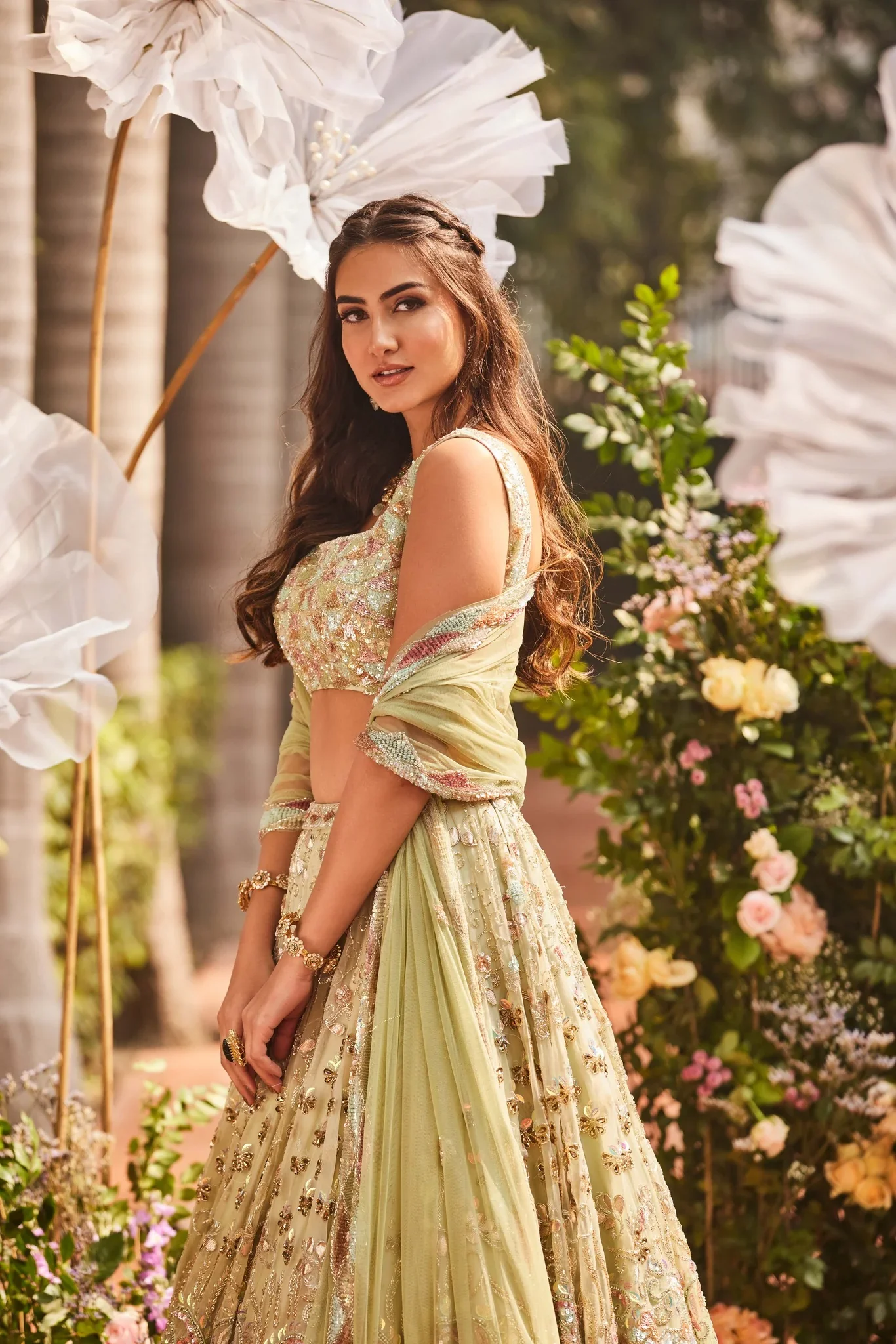 Mint Green - Hand Embriodered Lehenga Set - Image 3