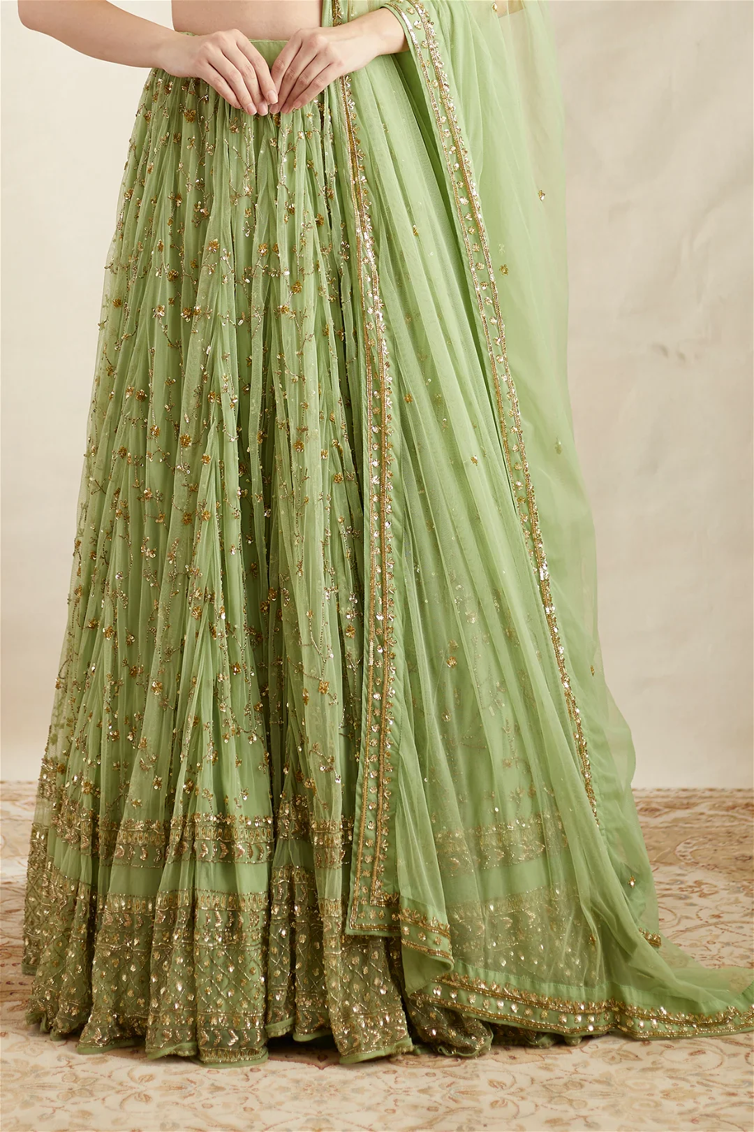 Mint Green Heavy Lehenga Set - Image 3