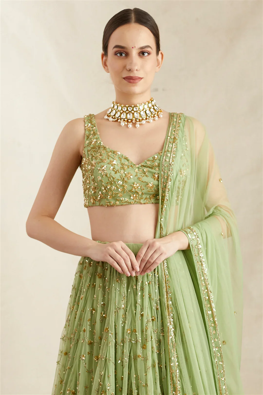 Mint Green Heavy Lehenga Set - Image 4