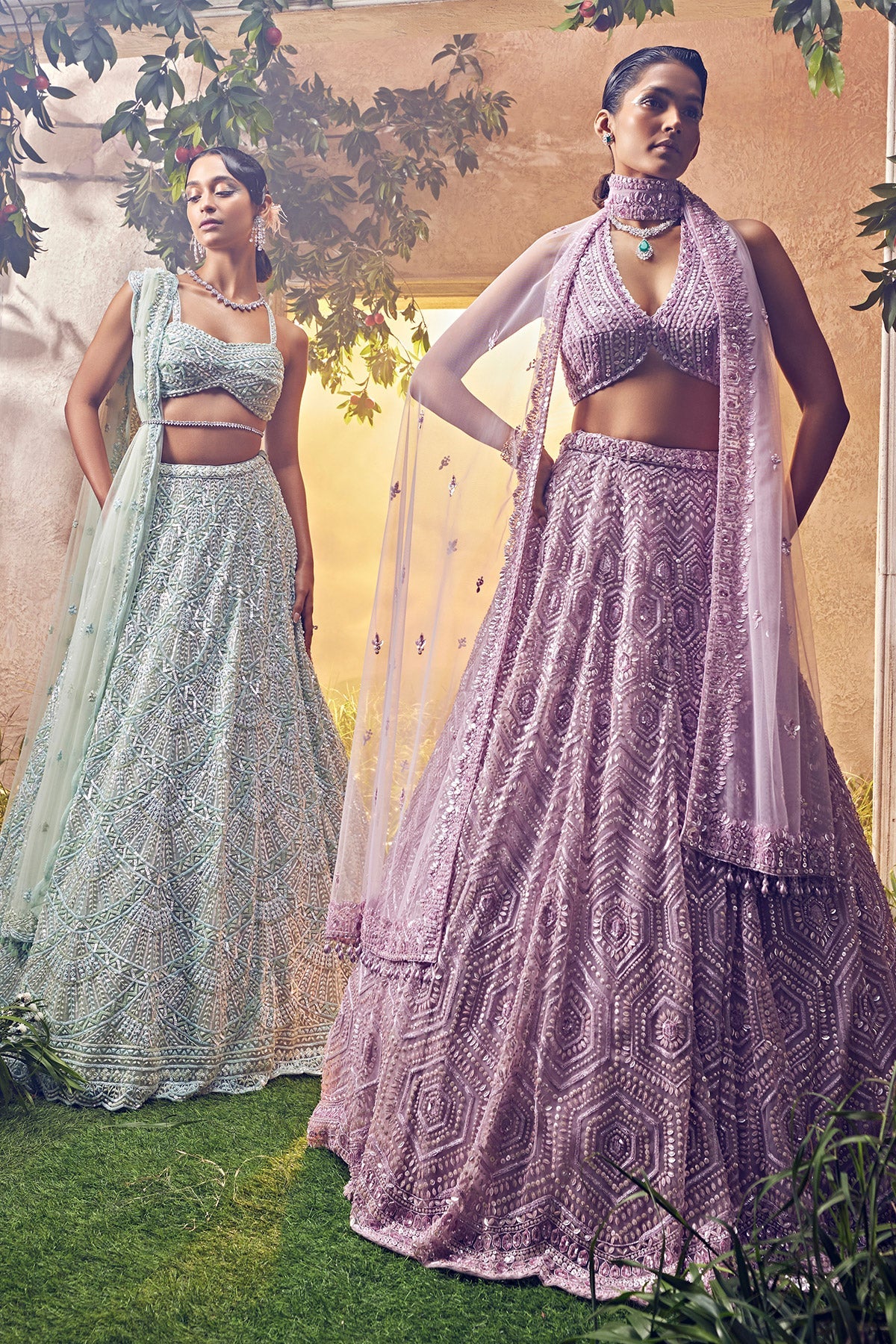 Mint Green Tulle Lehenga - Image 6