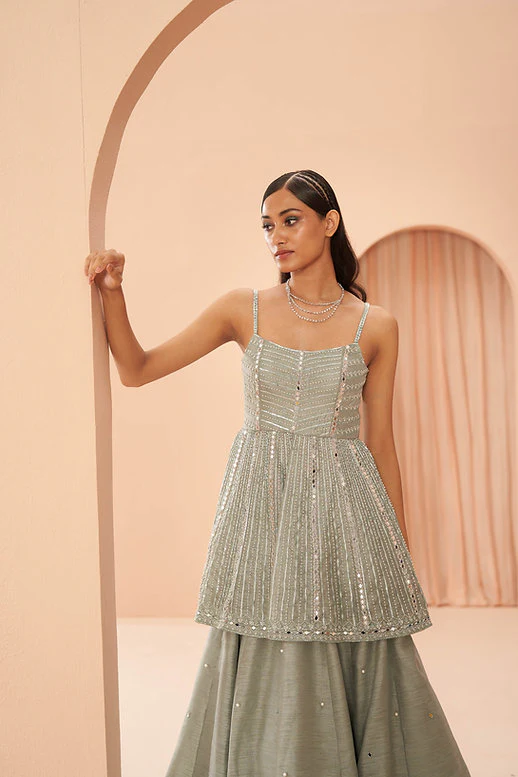 Mint Mirror Lehenga Set - Image 2