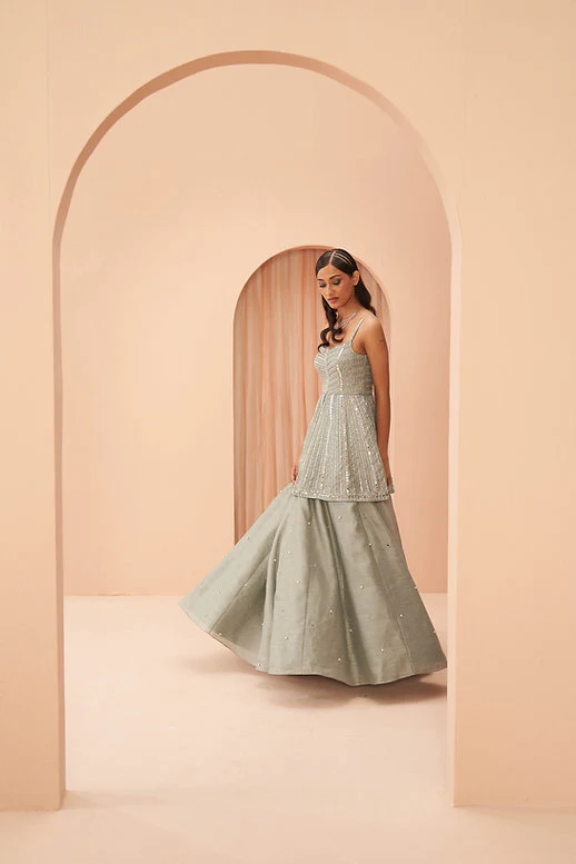 Mint Mirror Lehenga Set - Image 3