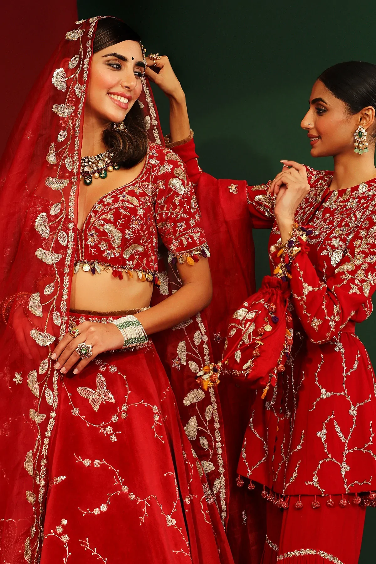 Mira Sindoori Red Embroidered Gharara - Image 10