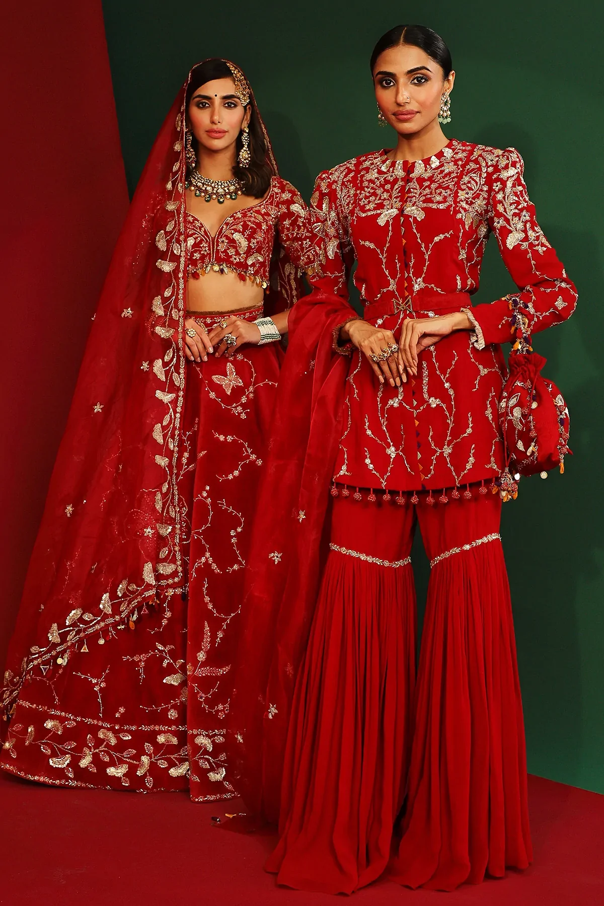 Mira Sindoori Red Embroidered Gharara - Image 11