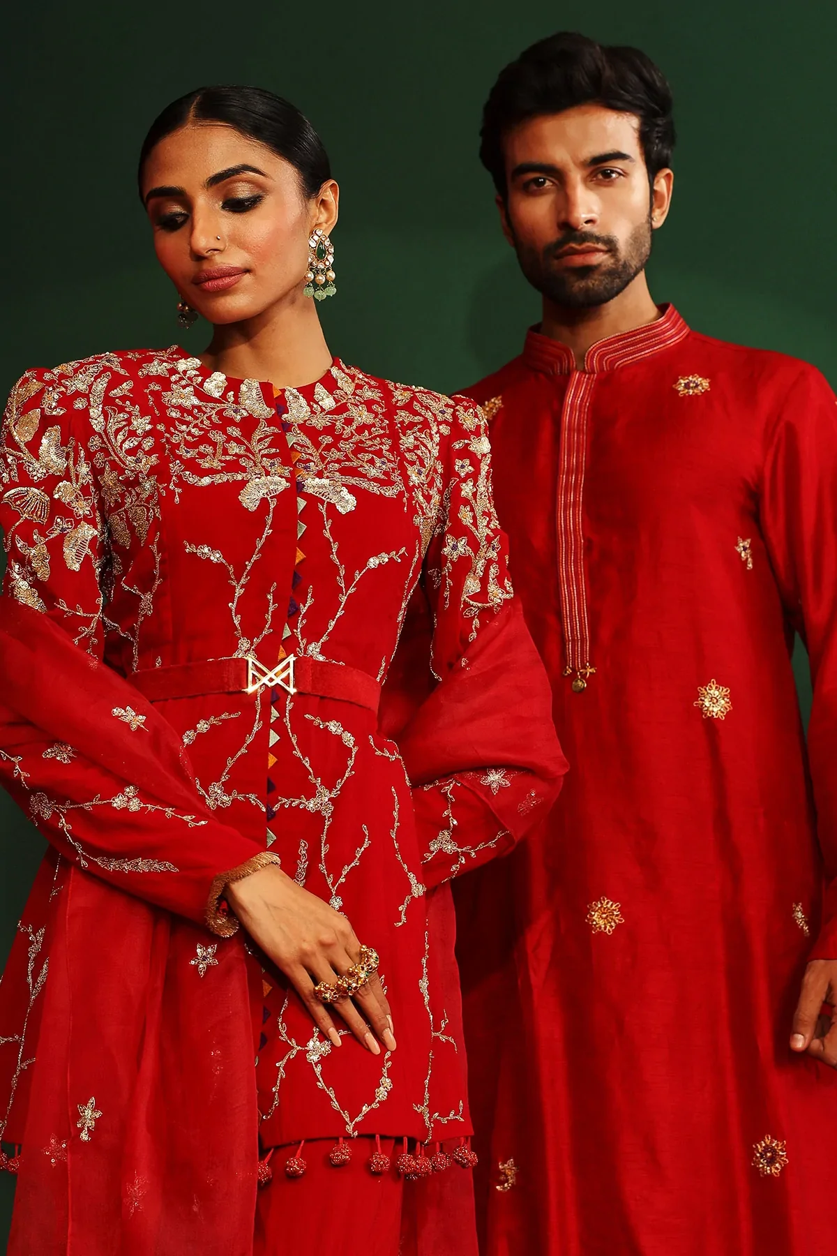 Mira Sindoori Red Embroidered Gharara - Image 3
