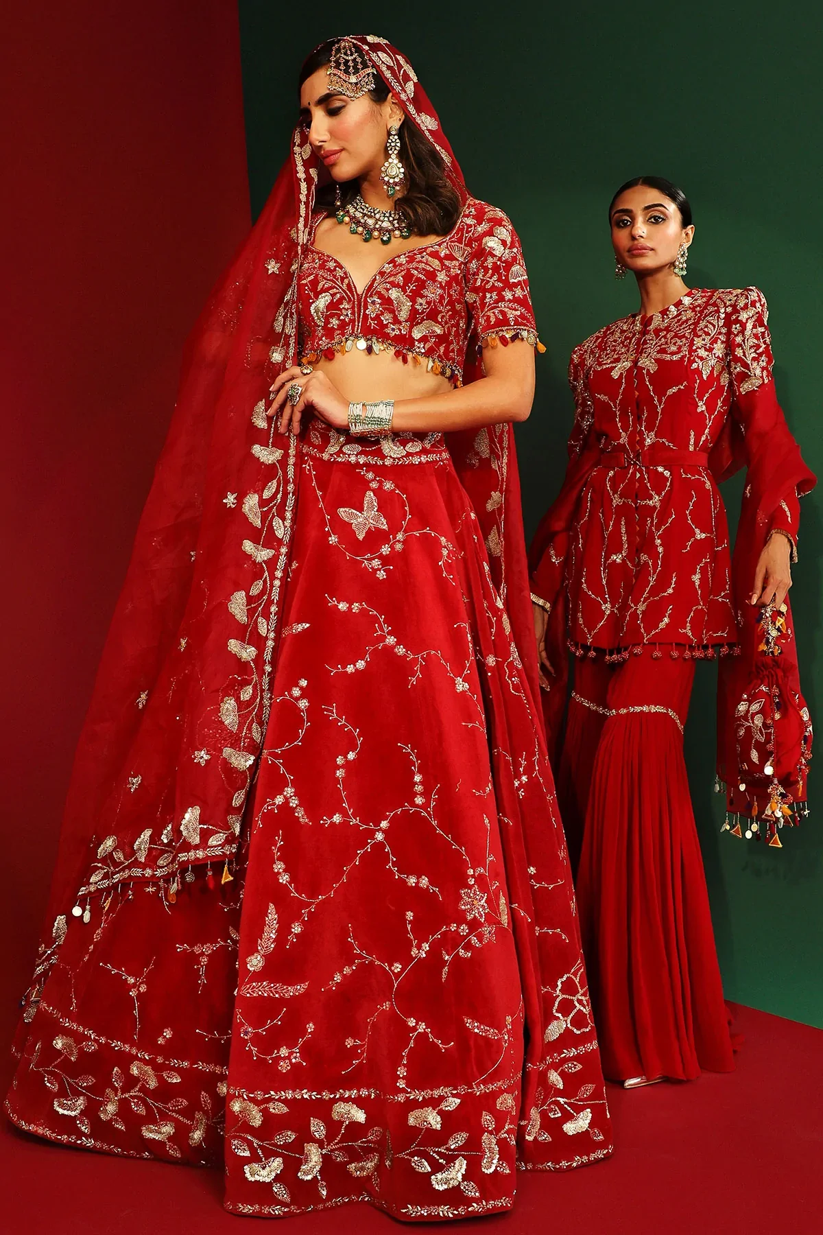 Mira Sindoori Red Embroidered Gharara - Image 8