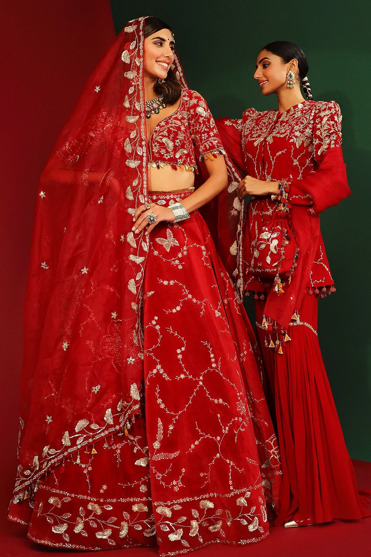 Mira Sindoori Red Embroidered Gharara - Image 9