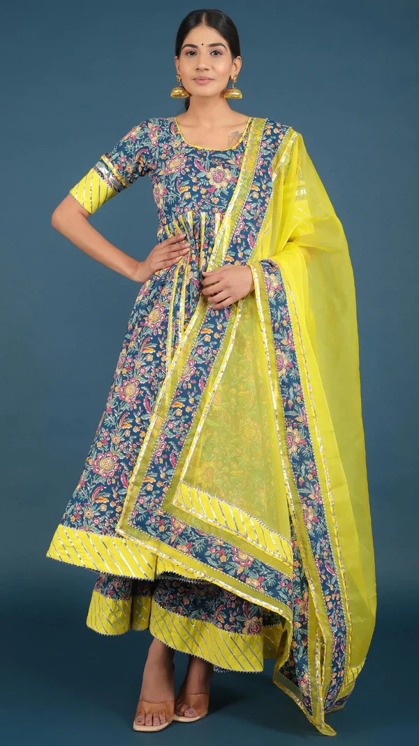 Misba Cotton Kalidar Anarkali Plazo Set - Image 12