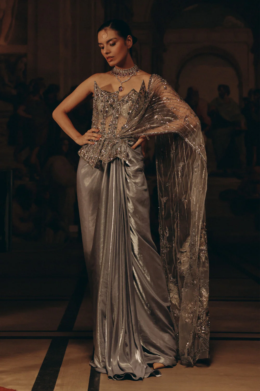 Moonlit drape saree - Image 3