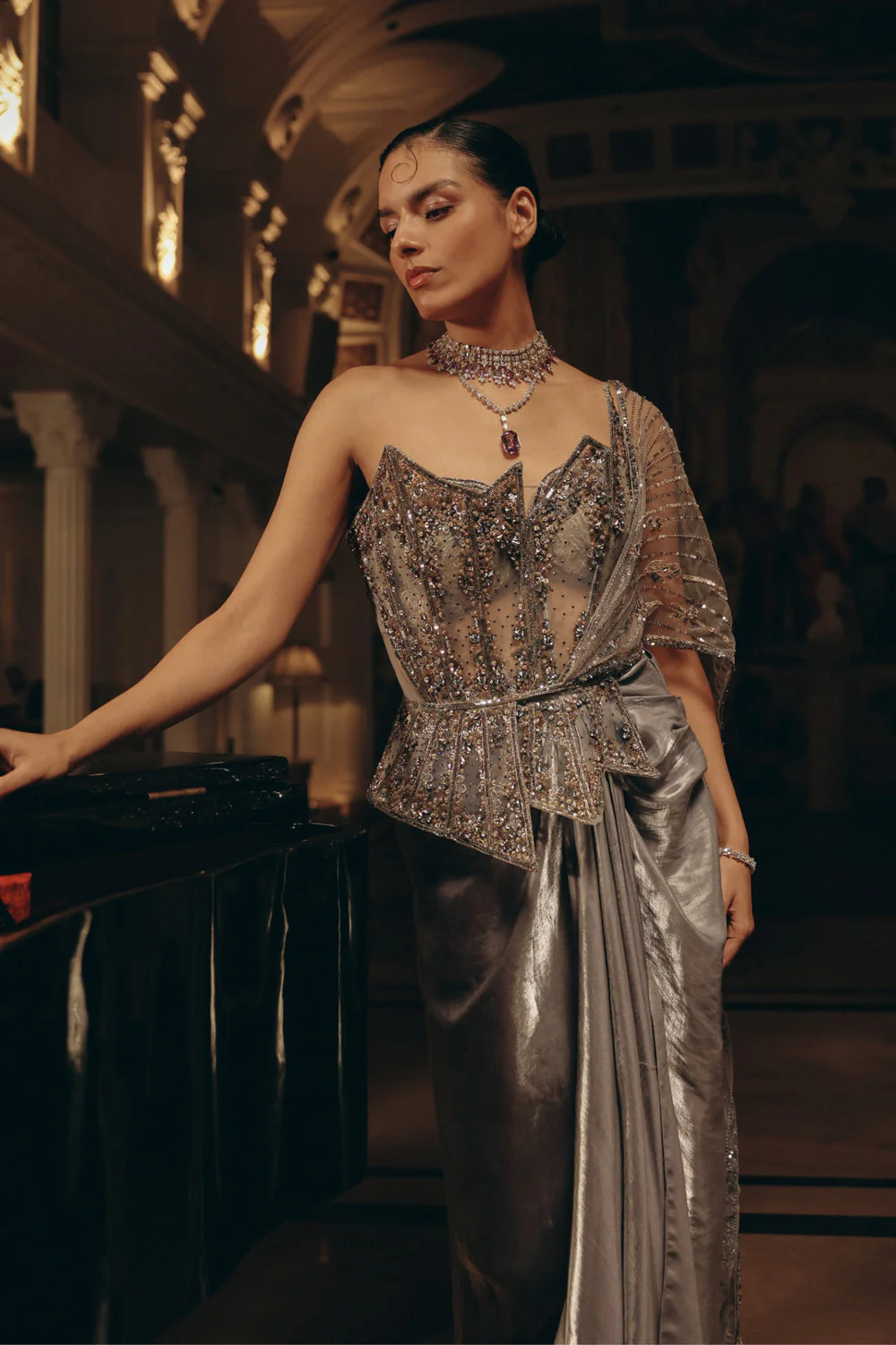 Moonlit drape saree - Image 4