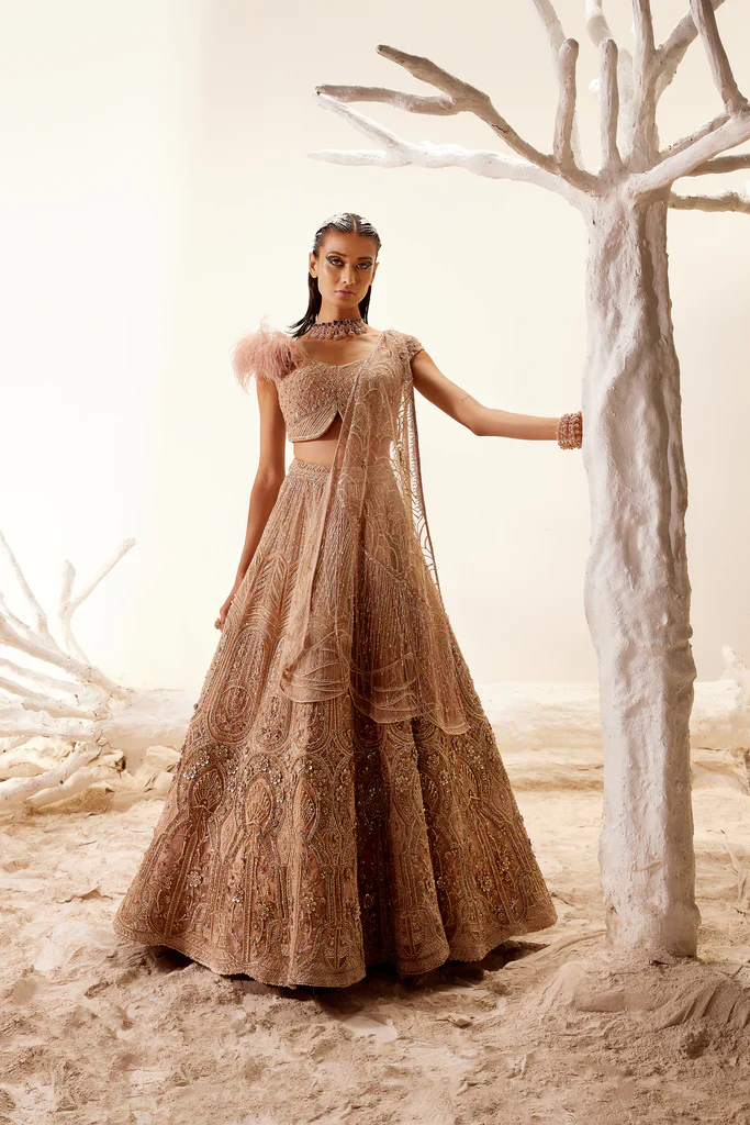 Mosaic Gold Floral Lehenga - Image 3