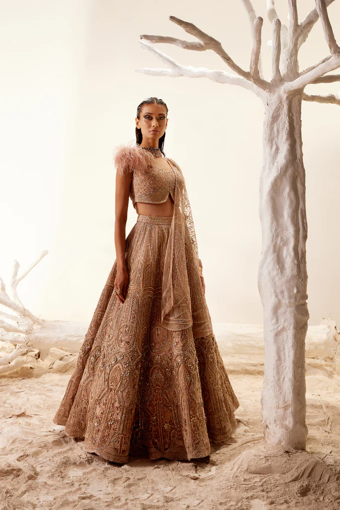 Mosaic Gold Floral Lehenga - Image 4