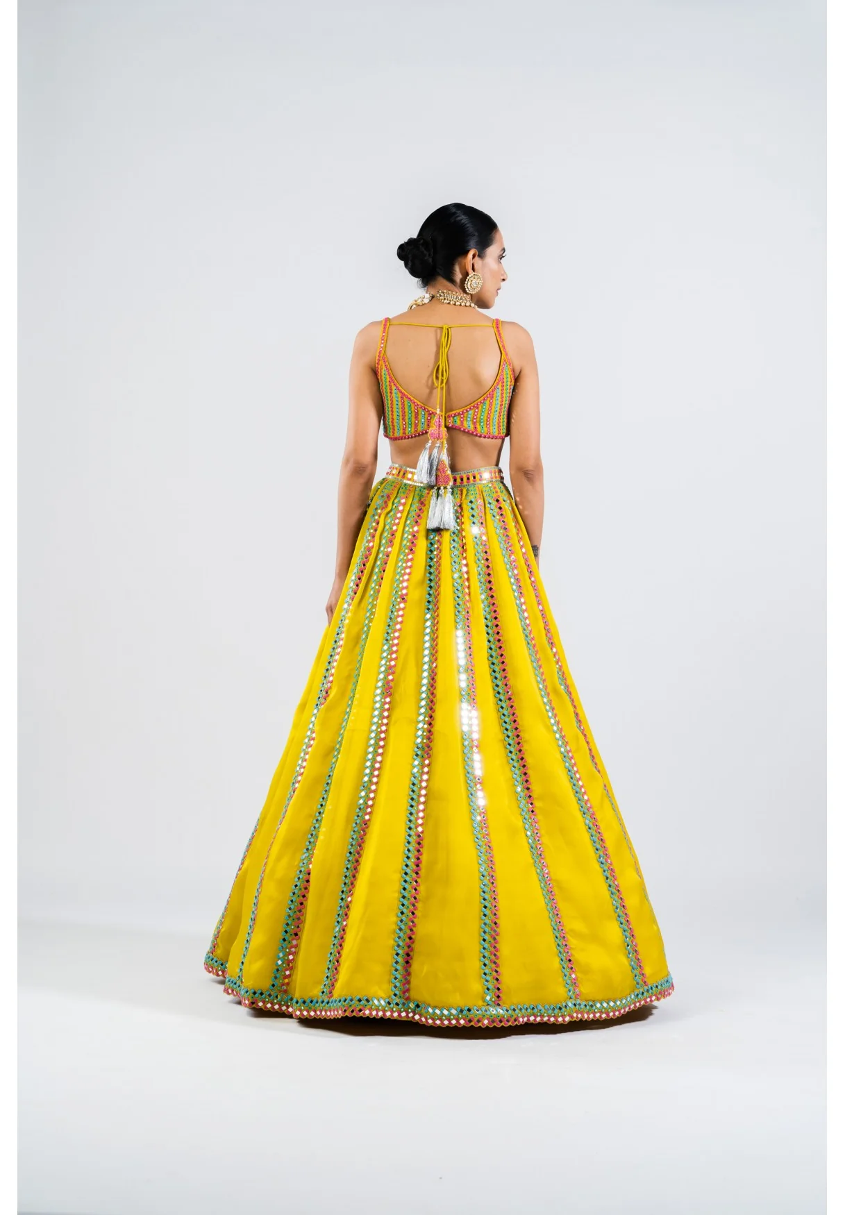 Moss Green Mirror Seam Lehenga Set - Image 2