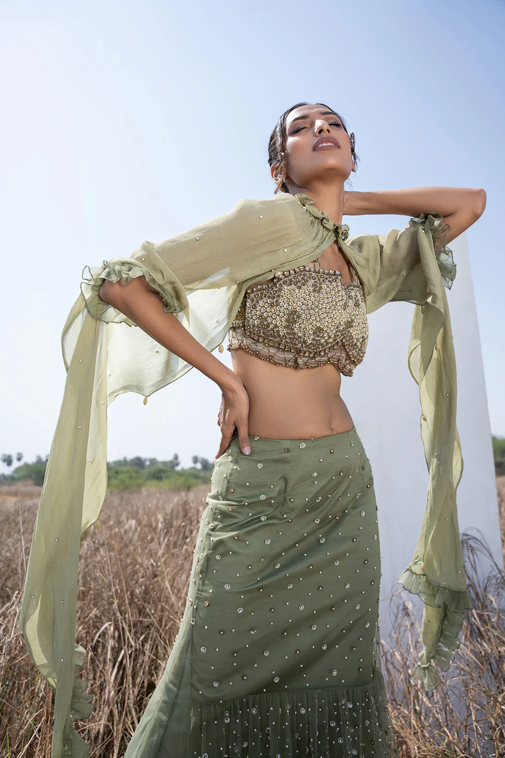 Moss Green Skirt Set - Image 3