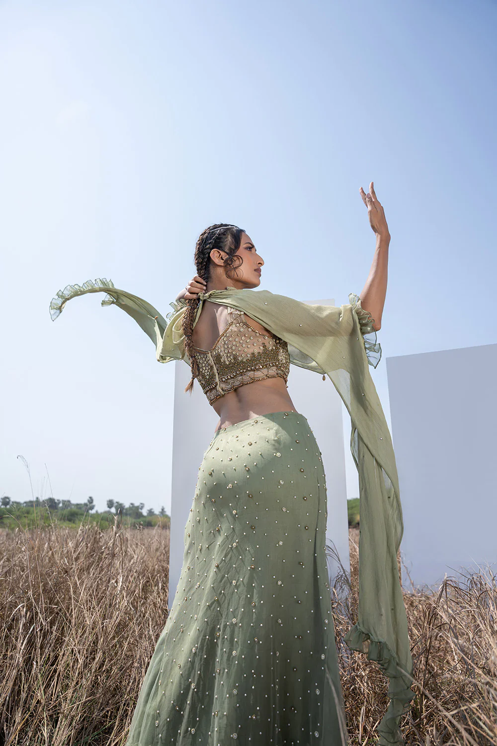 Moss Green Skirt Set - Image 4