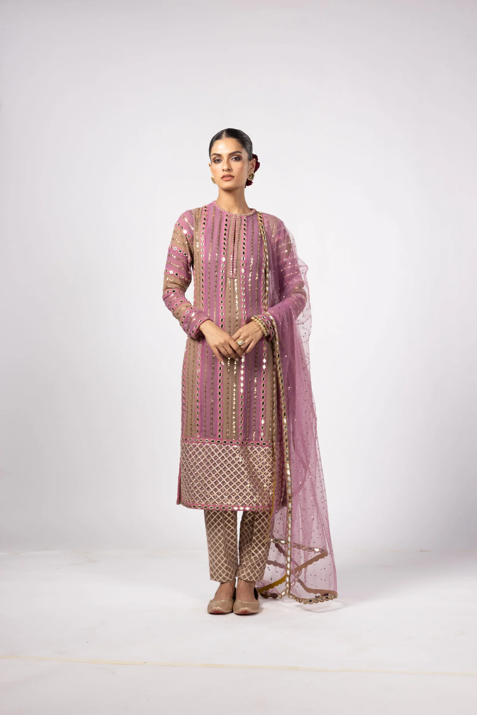 Mud Mauve Mirror Kurta Set