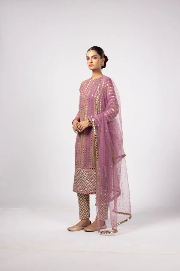 Mud Mauve Mirror Kurta Set - Image 4