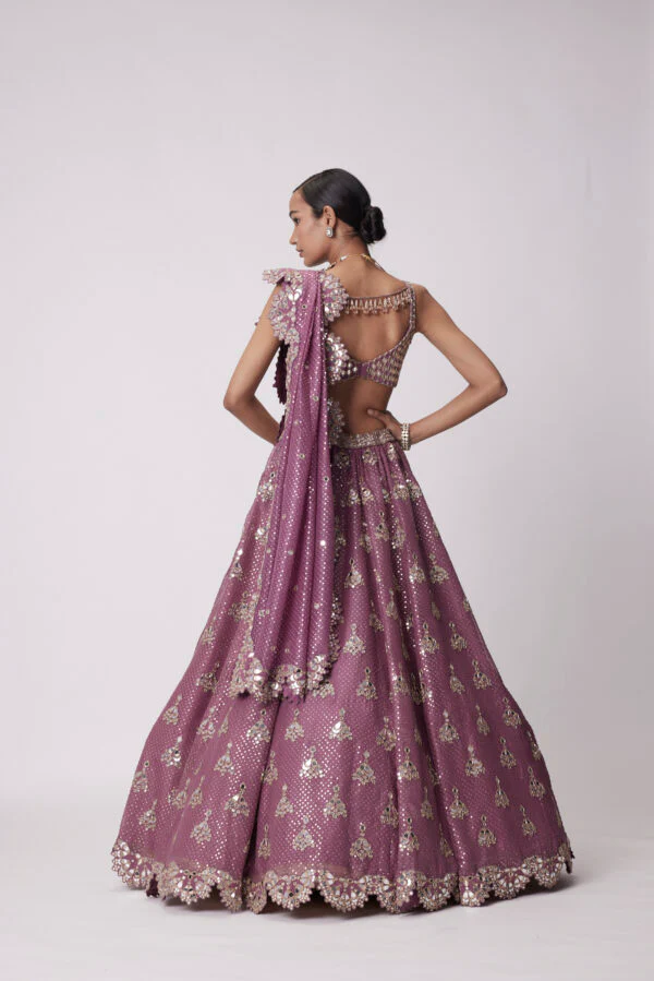 Mud Mauve Sequin Embroidered Lehenga Set - Image 5