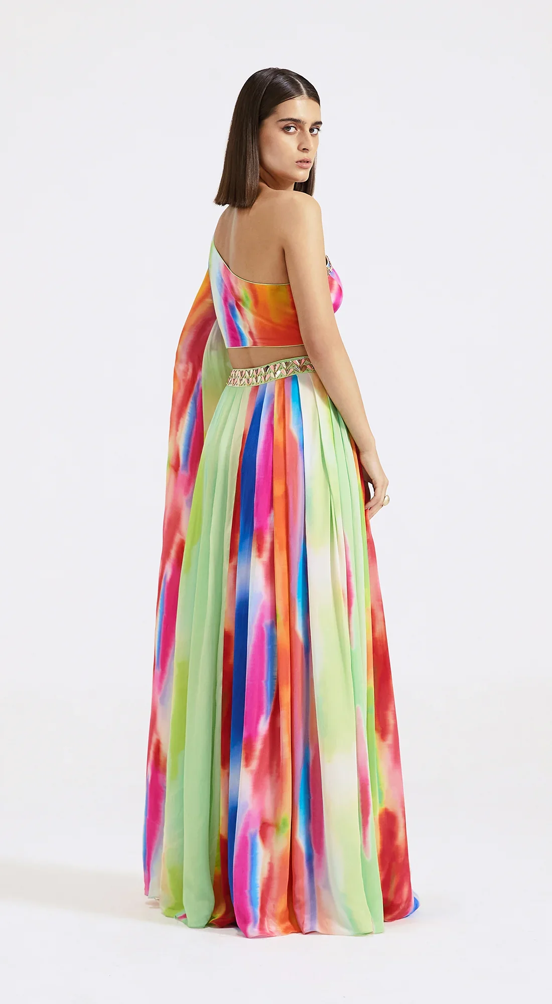 Multicolored One-Shoulder Top & Skirt Set - Image 3