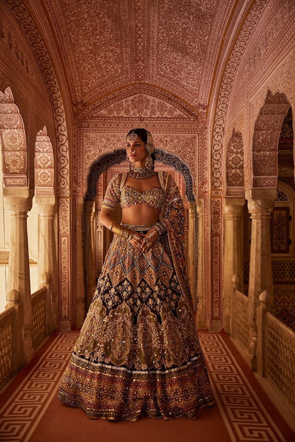 RIYASAT - Multicolour Peacock Embroidered Lehenga Set