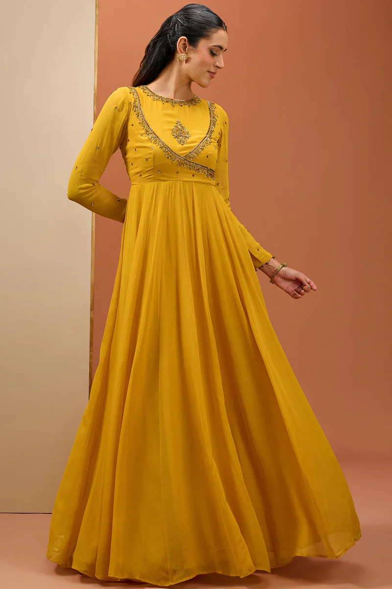 Mustard Anrakali Set
