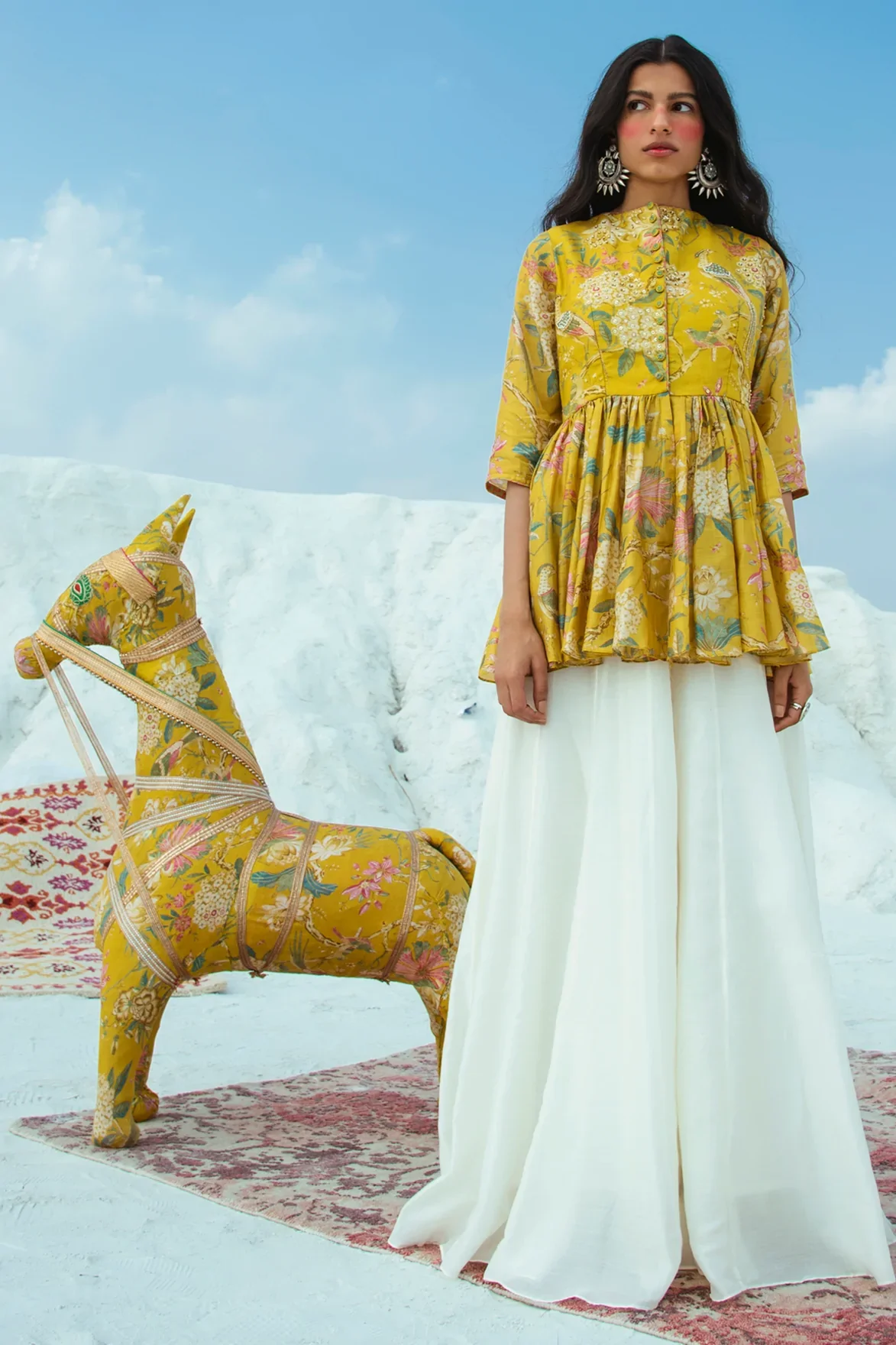 Mustard peplum palazzo - Image 3