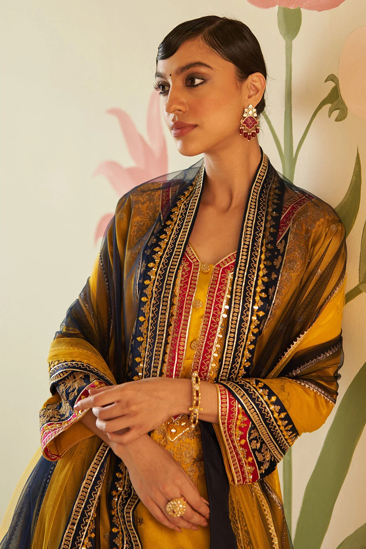 Mustard Satin Choga Set - Image 2