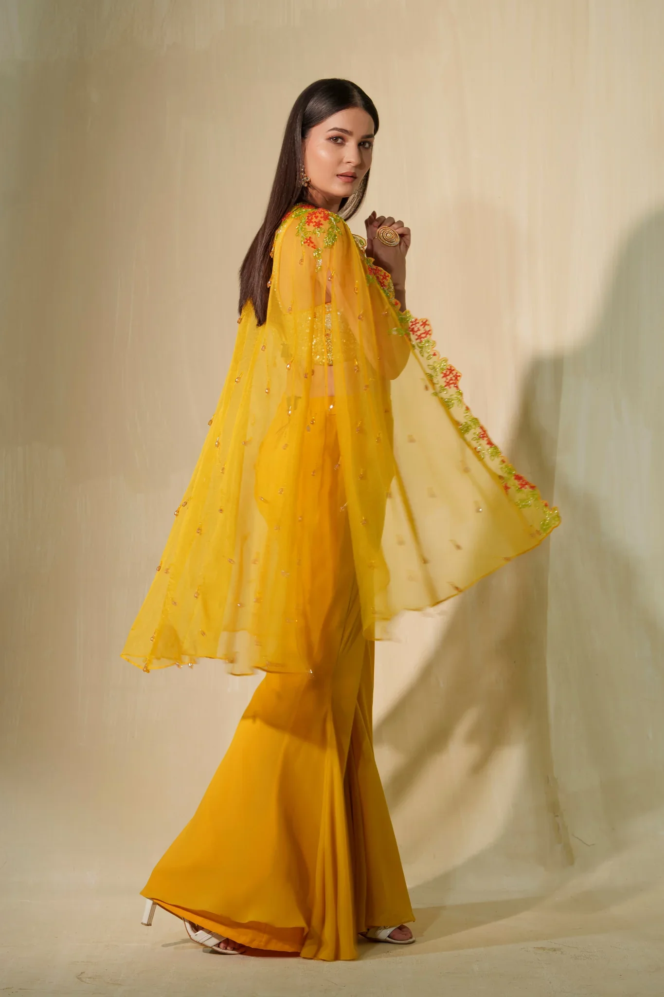 Mustard Yellow Sequin And Crystal Corset - Image 3
