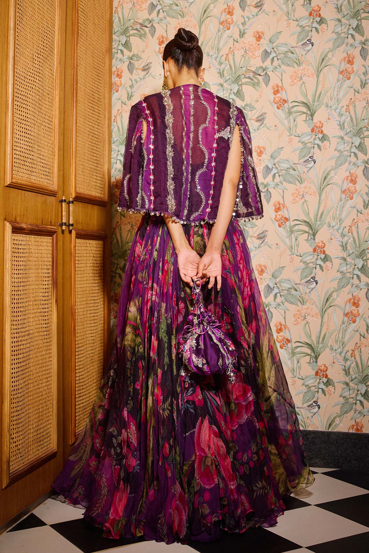 Naila - Embroidered Ruched Anarkali featuring Tie-Ups - Image 5