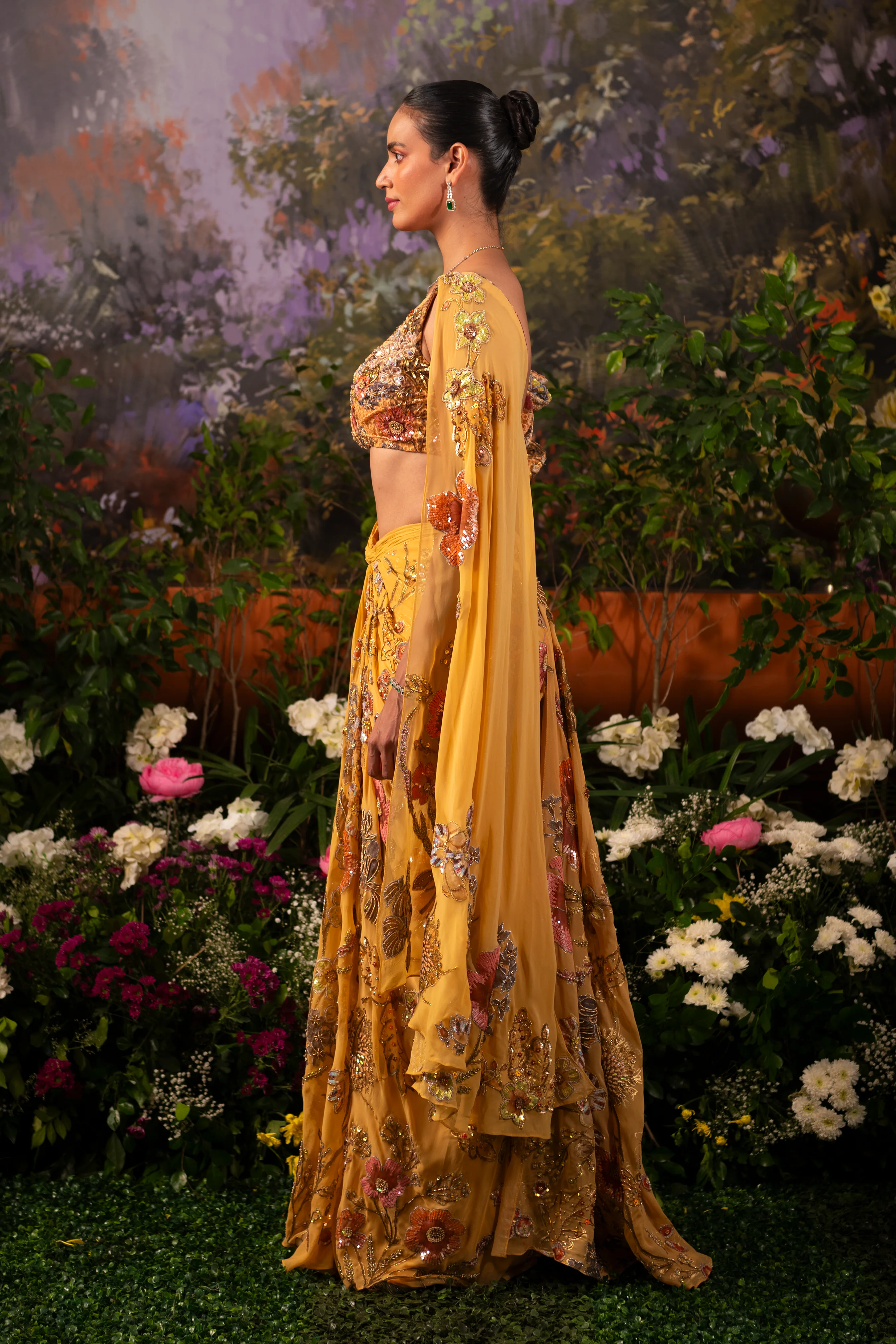 Nargis Apricot Draped Saree - Image 5