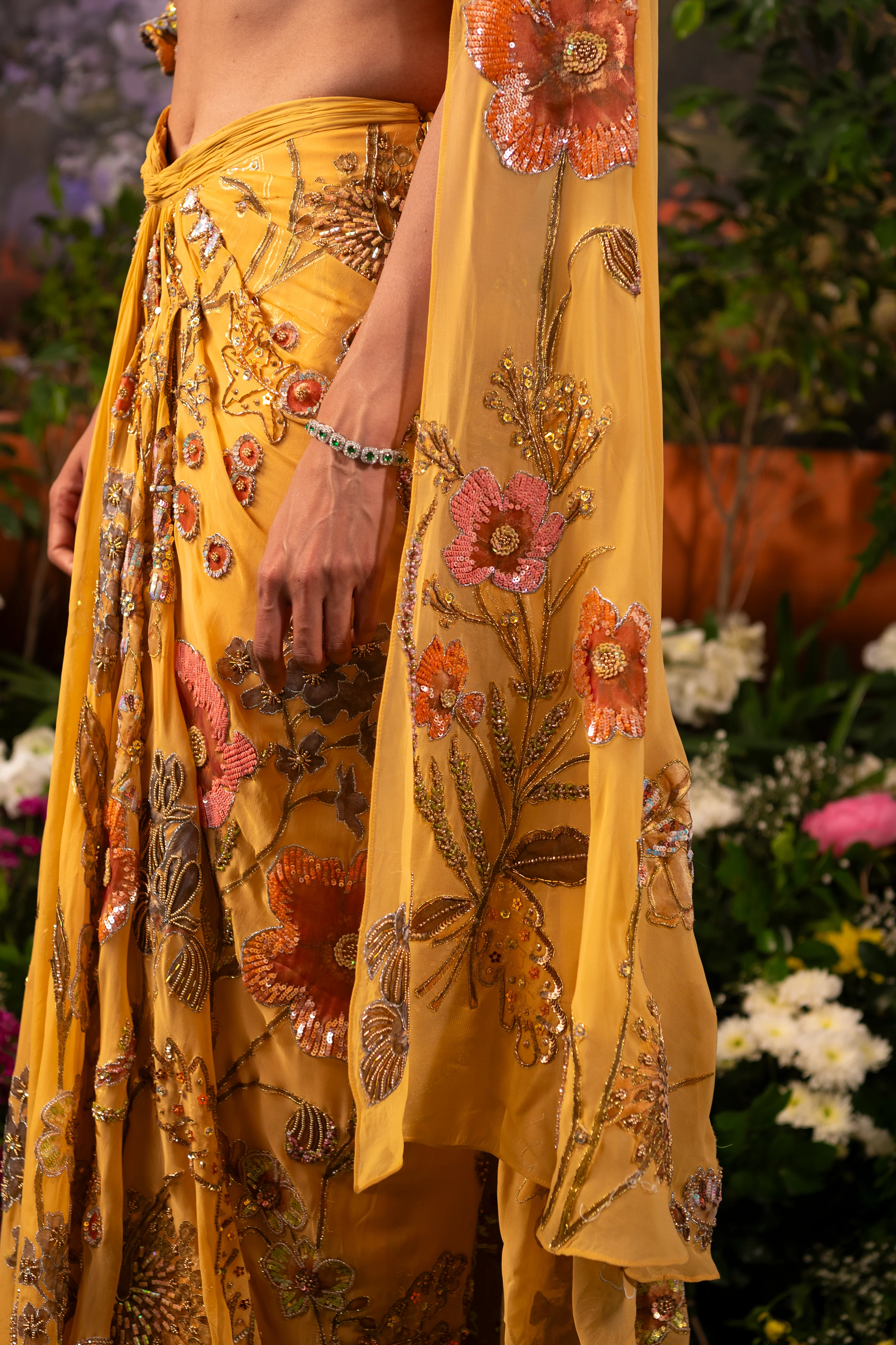 Nargis Apricot Draped Saree - Image 7