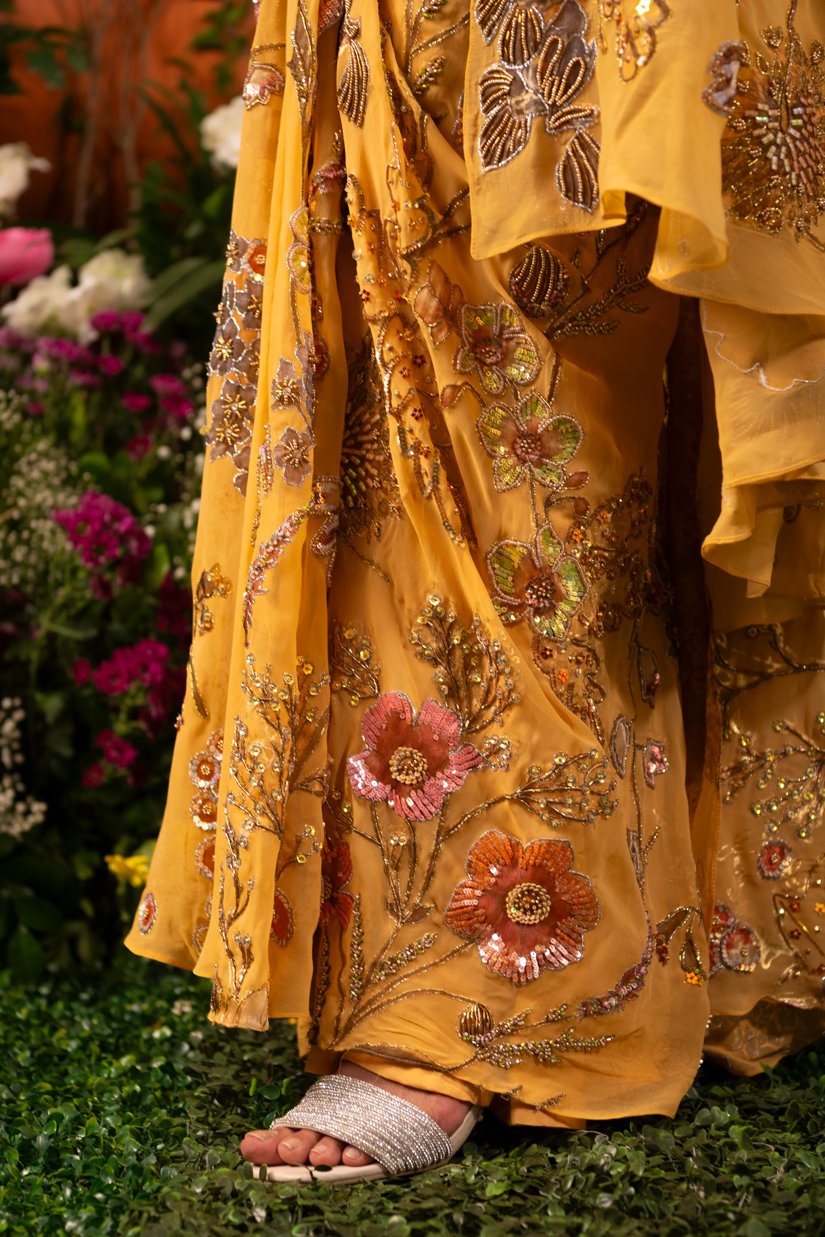 Nargis Apricot Draped Saree - Image 8