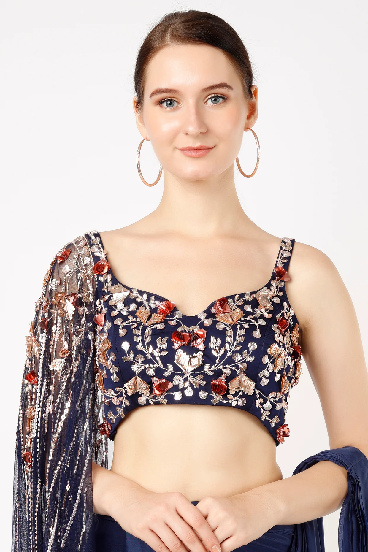 Navy Blue Saree Set - Image 3