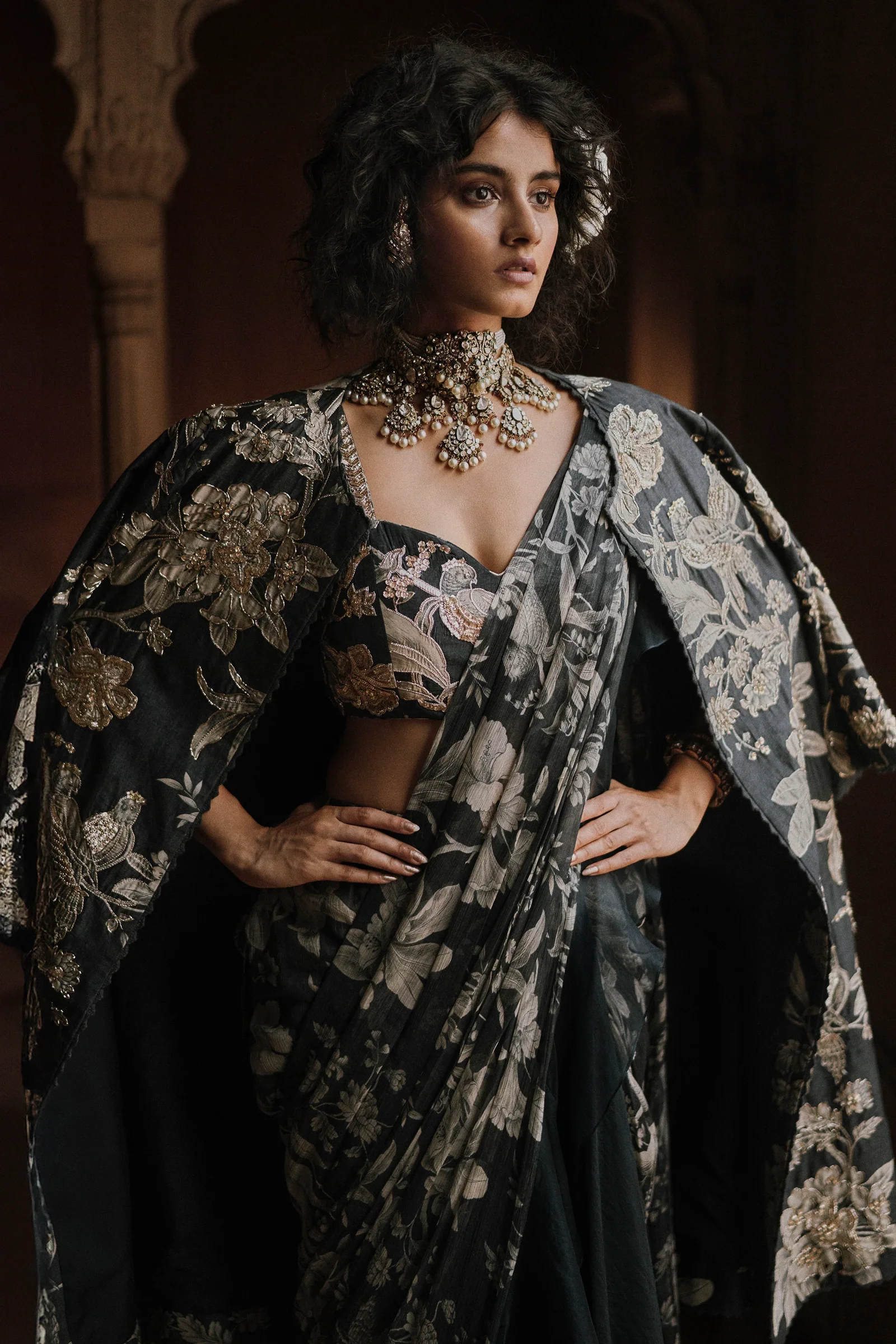 Navy Bluep Pre-Stitched Saree - Image 2