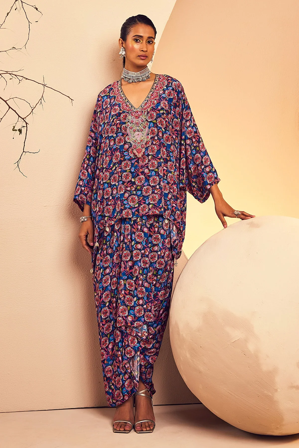 Navy Poncho Dhoti - Image 4