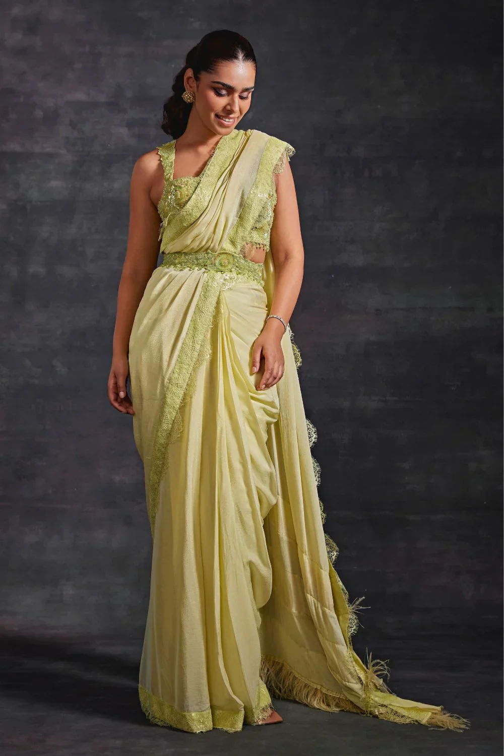 Nazm Ruffle Saree Set - Image 4